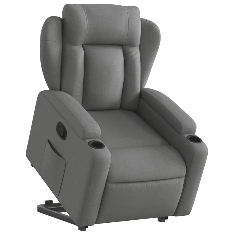 Fauteuil relax TV rembourrage confortable fonction de levage électrique en tissu gris foncé DEC027955