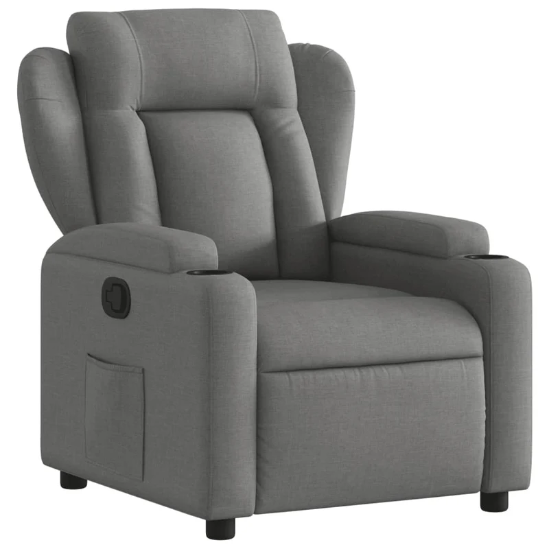 Fauteuil relax TV rembourrage confortable fonction d'inclinaison manuelle en tissu gris foncé DEC027954