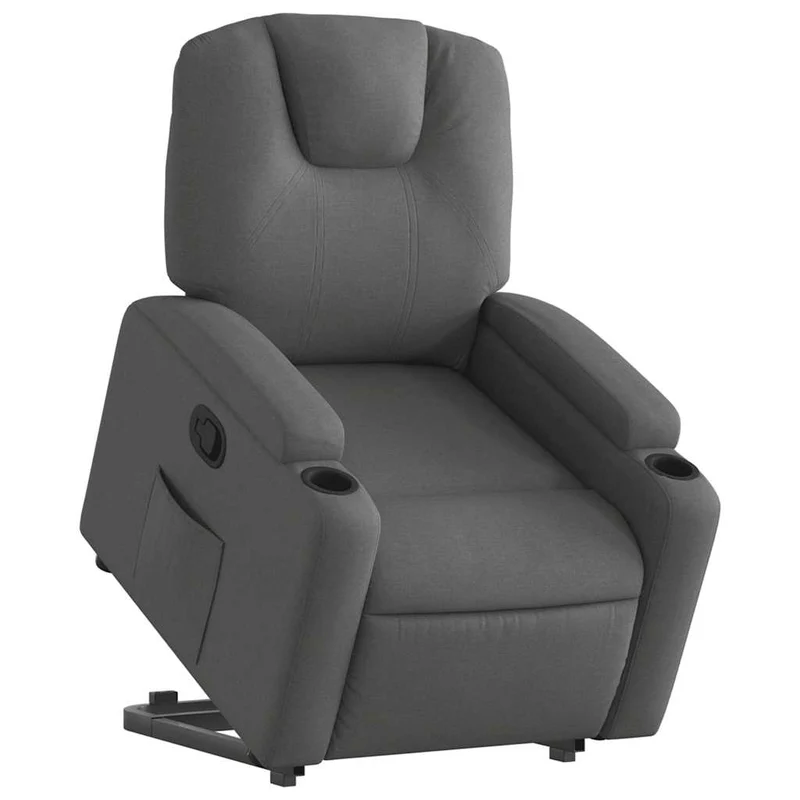 Fauteuil relax TV rembourrage confortable fonction de levage électrique en tissu gris foncé DEC027946