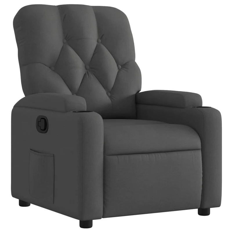 Fauteuil relax TV rembourrage confortable fonction d'inclinaison manuelle en tissu gris foncé DEC027942