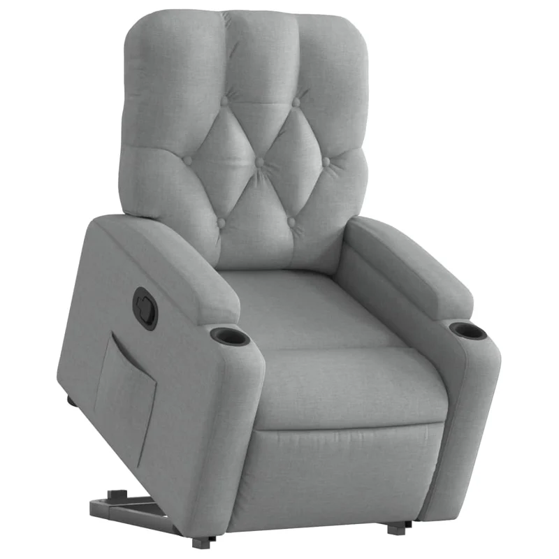 Fauteuil relax TV rembourrage confortable fonction de levage électrique en tissu gris clair DEC027908