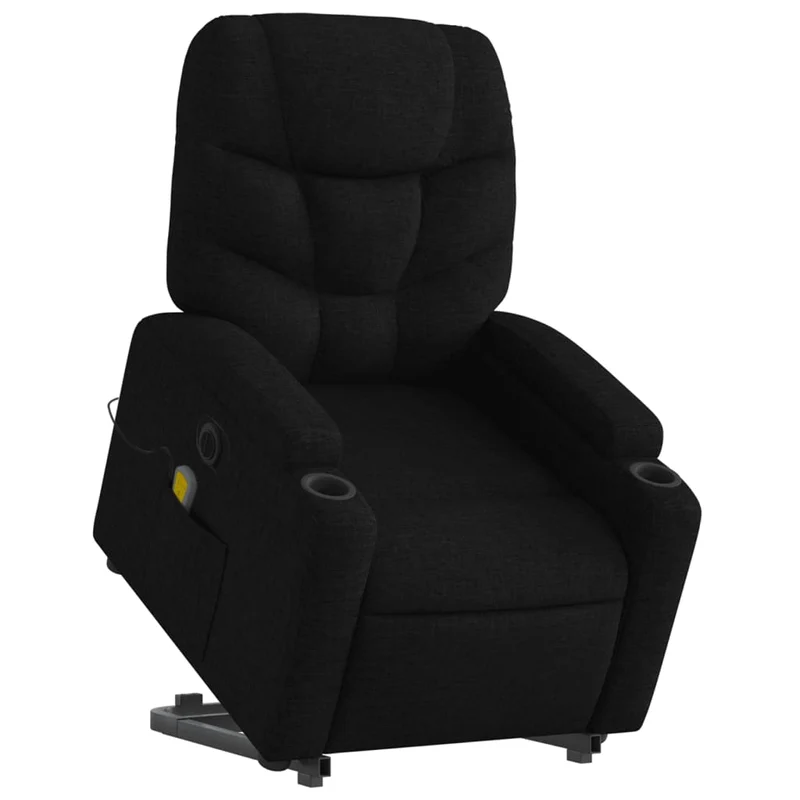 Fauteuil de relaxation fonction massage et inclinable fonction de levage électrique en tissu noir DEC027817