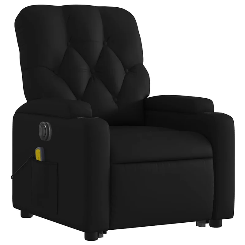 Fauteuil de relaxation fonction massage et inclinable fonction de levage électrique en PVC noir DEC027809
