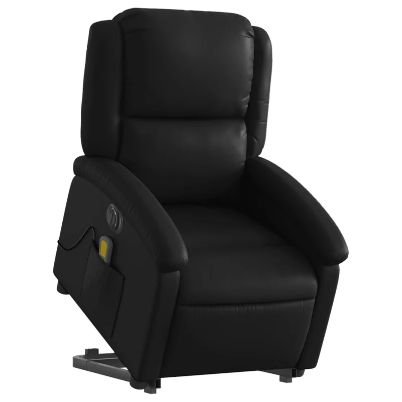Fauteuil de relaxation fonction massage et inclinable fonction de levage électrique en PVC noir DEC027797
