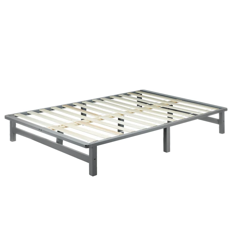 Lit design palette avec sommier à lattes 140x200 cm en bois massif gris LIT06222