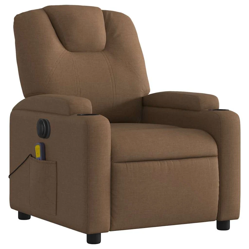 Fauteuil de relaxation fonction massage et inclinable 6 points de massage en tissu marron DEC027787