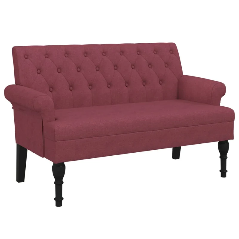 Banquette banc avec dossier capitonné et accoudoirs 120 x 62 x 75,5 cm en tissu rouge bordeaux DEC024659