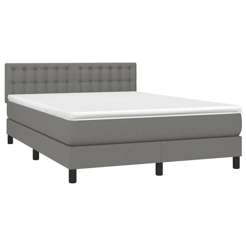 Cadre de lit LED avec sommier tête de lit matelas 140x200 cm tissu gris foncé TDL0208349