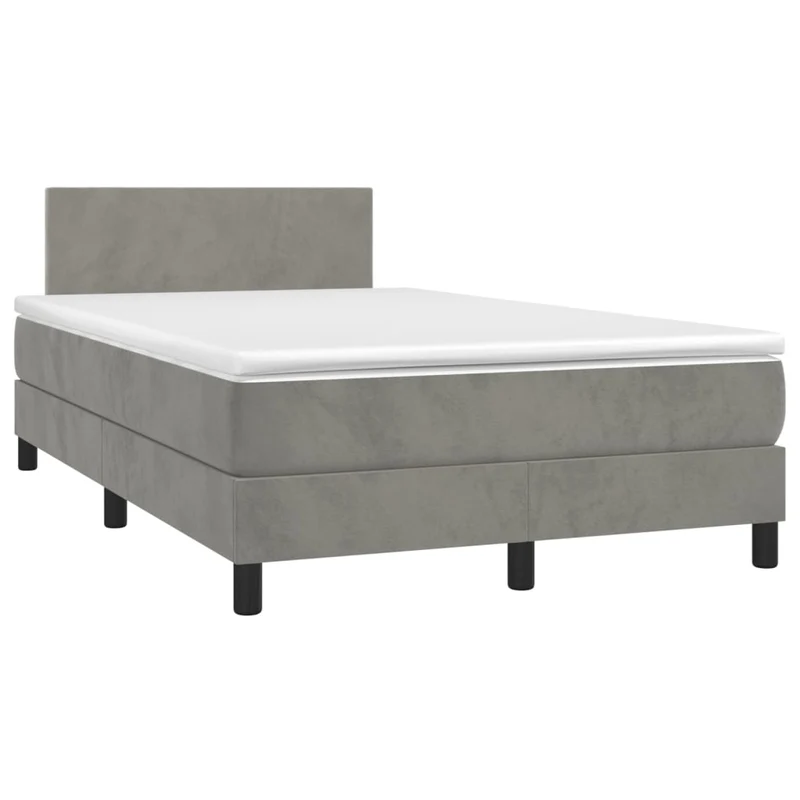 Cadre de lit LED avec sommier tête de lit matelas surmatelas 120x200 cm tissu velours gris clair TDL0207875