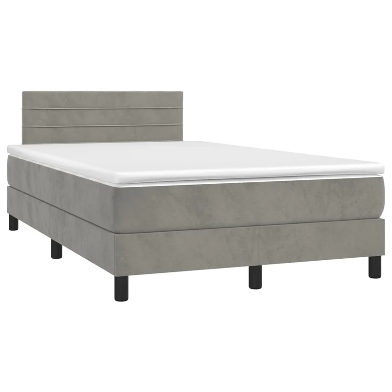 Cadre de lit LED avec sommier tête de lit matelas surmatelas 120x200 cm tissu velours gris clair TDL0207876