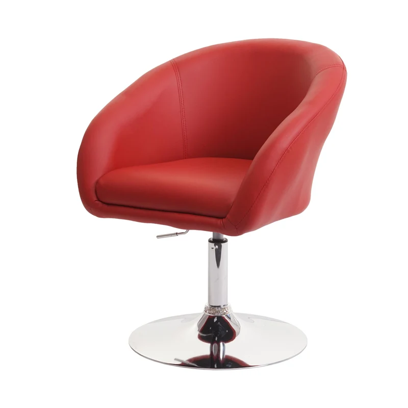 Chaise de salle à manger pivotante rotative et réglable en hauteur en PVC rouge 04_0002231