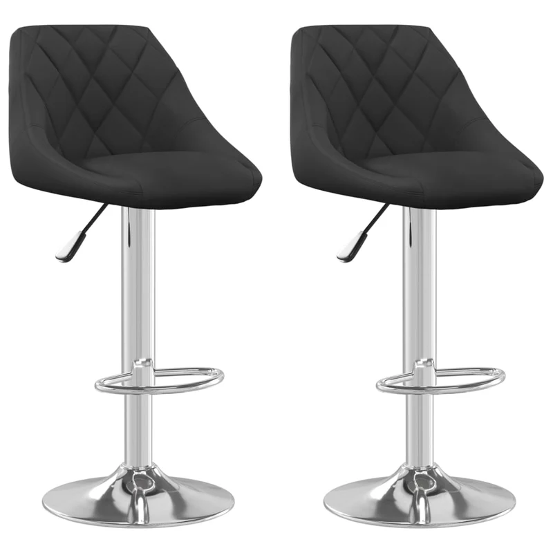 Lot de 2 tabourets de bar chaises hautes assise en velours noir cadre en acier DEC029829