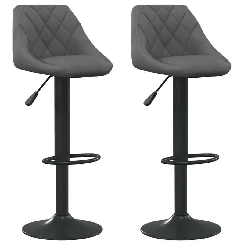 Lot de 2 tabourets de bar chaises hautes hauteur réglable en velours gris cadre en acier noir DEC029727
