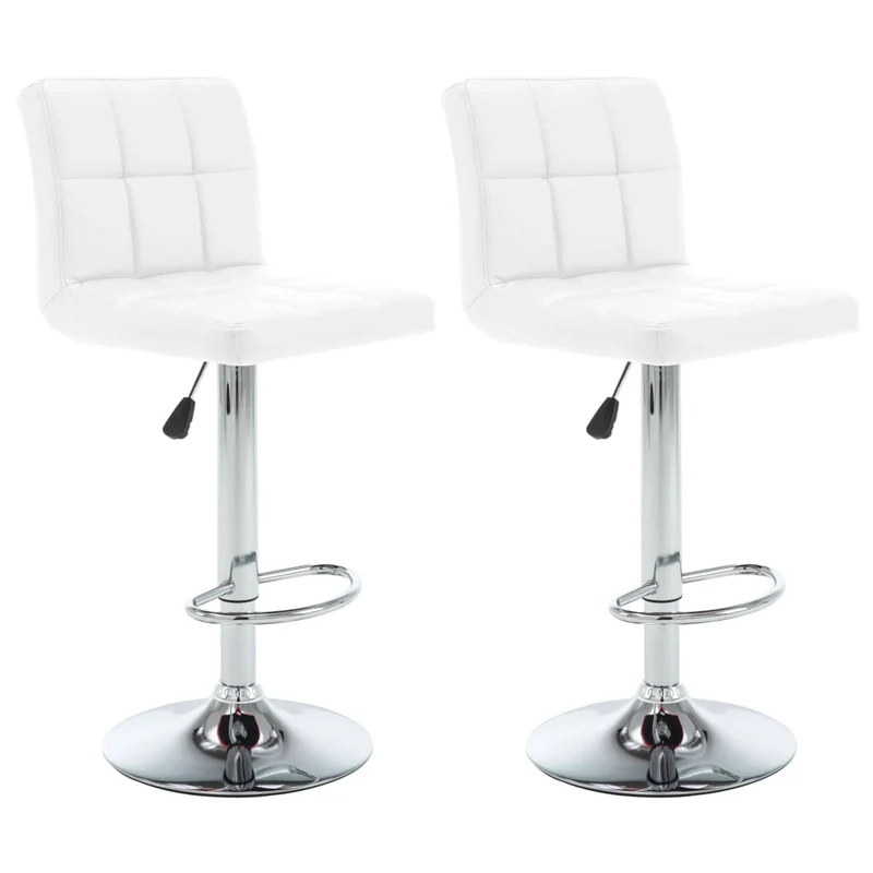 Lot de 2 tabourets de bar chaises hautes avec coutures carrées en PVC blanc DEC029612