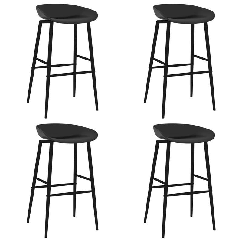 Tabourets de bar x4 chaises haute design simple en PP et métal noir DEC029423