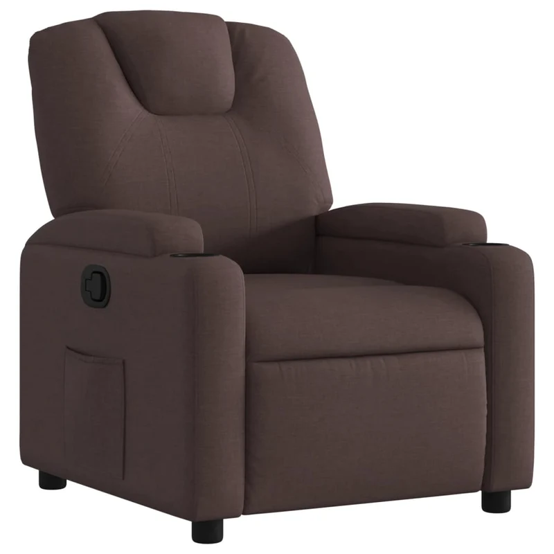 Fauteuil relax TV rembourrage confortable fonction d'inclinaison manuelle en tissu marron foncé DEC027995