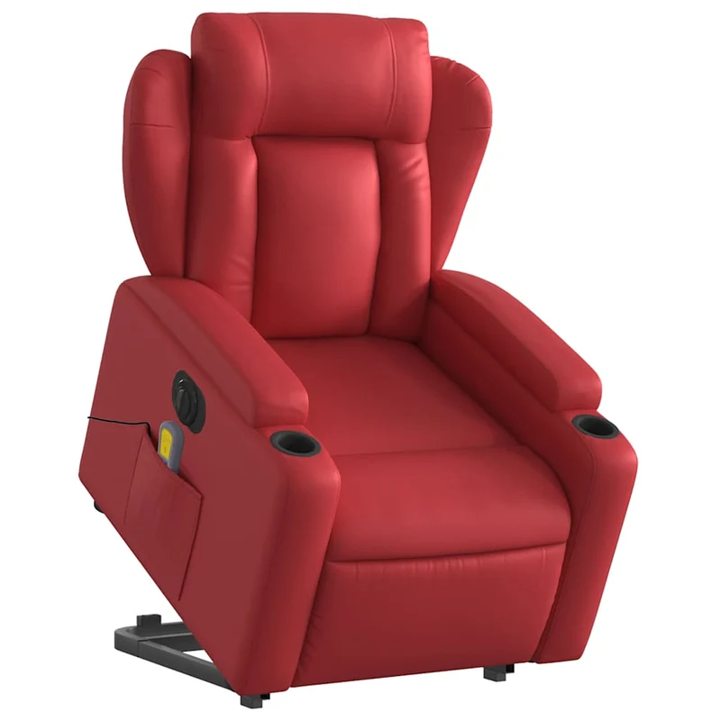 Fauteuil de relaxation fonction massage et inclinable fonction de levage électrique en PVC rouge DEC027855