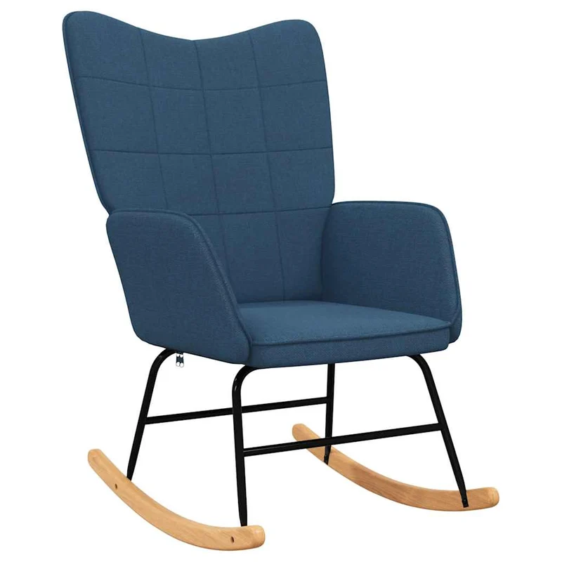 Fauteuil à bascule d'allaitement rembourré relax pour salon en tissu bleu DEC028899