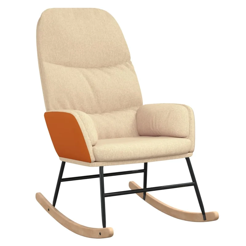 Fauteuil à bascule relax pour salon en tissu crème et PVC orange DEC028888