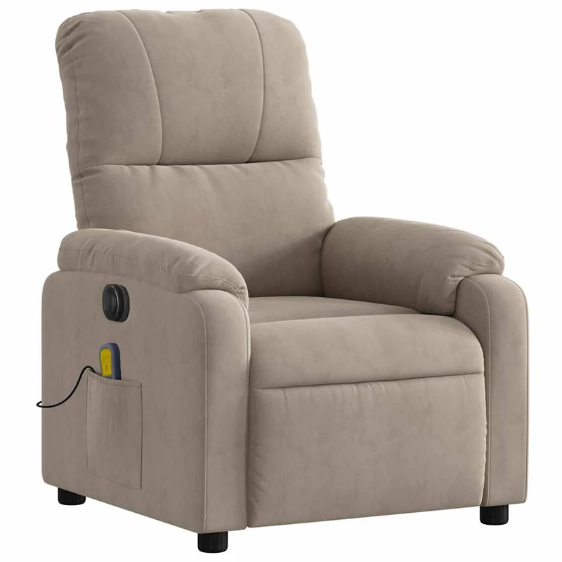 Fauteuil de relaxation fonction massage et inclinable 6 points de massage en tissu taupe DEC027859