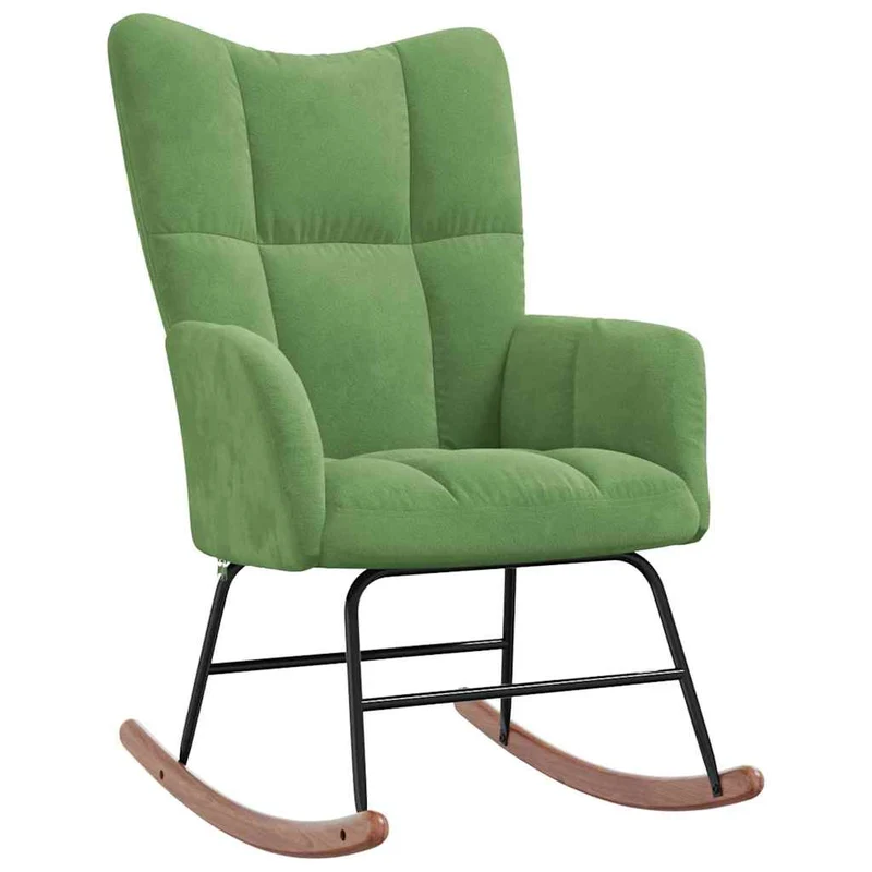 Fauteuil à bascule d'allaitement rembourré relax pour salon en velours vert clair DEC029090