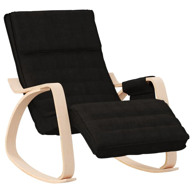 Fauteuil relax pour salon en tissu noir et bois DEC029050