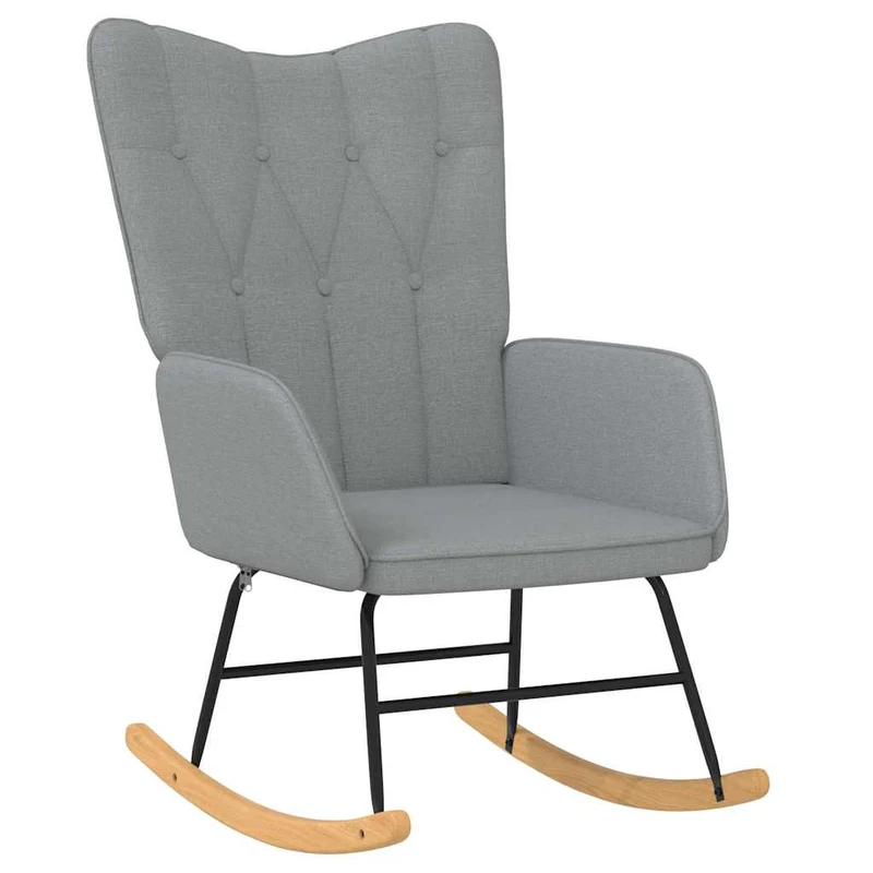 Fauteuil à bascule d'allaitement rembourré relax pour salon en tissu gris clair DEC028956