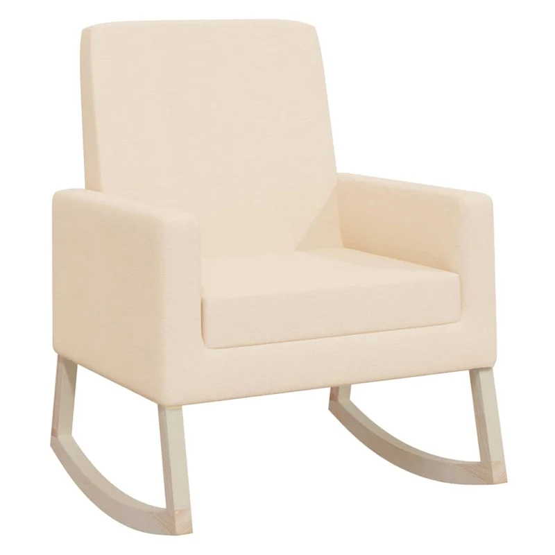 Fauteuil à bascule rembourré relax pour salon chambre en tissu crème DEC028910