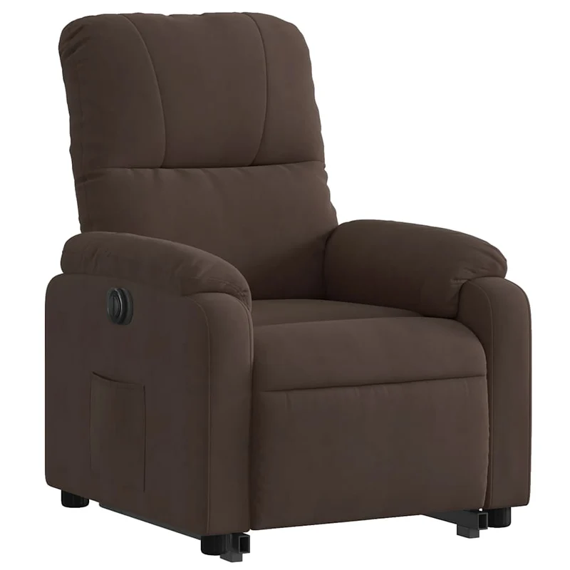 Fauteuil relax TV fonction de levage électrique très confortable en tissu microfibre marron DEC028457