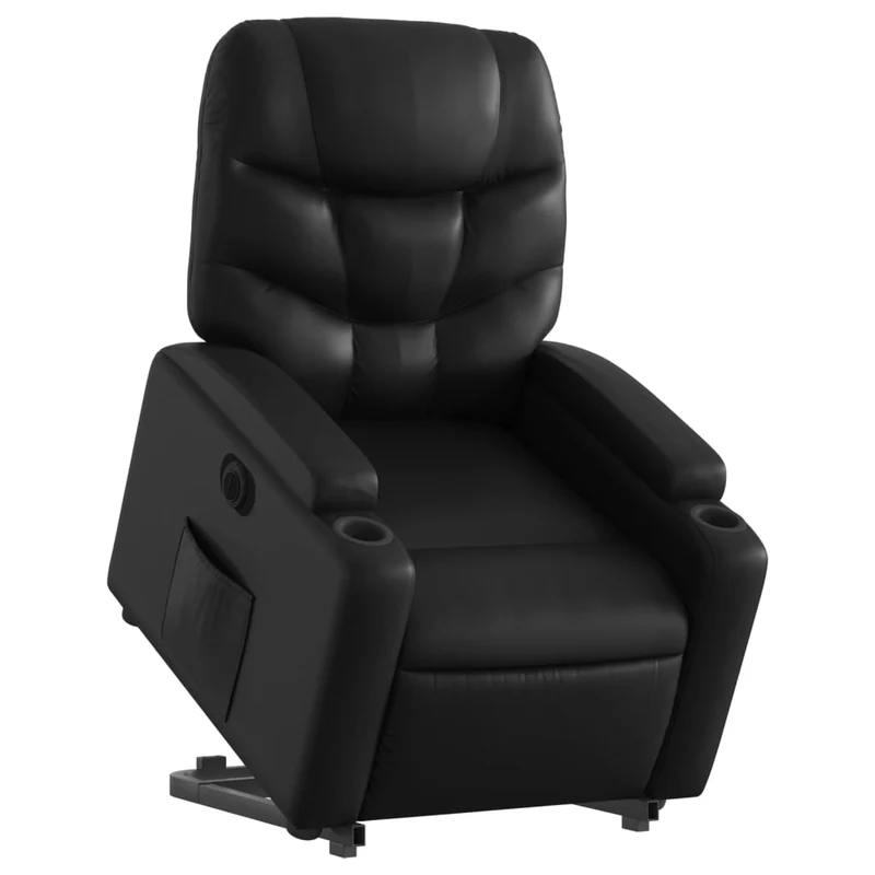 Fauteuil relax TV fonction de levage électrique très confortable en PVC noir DEC028463