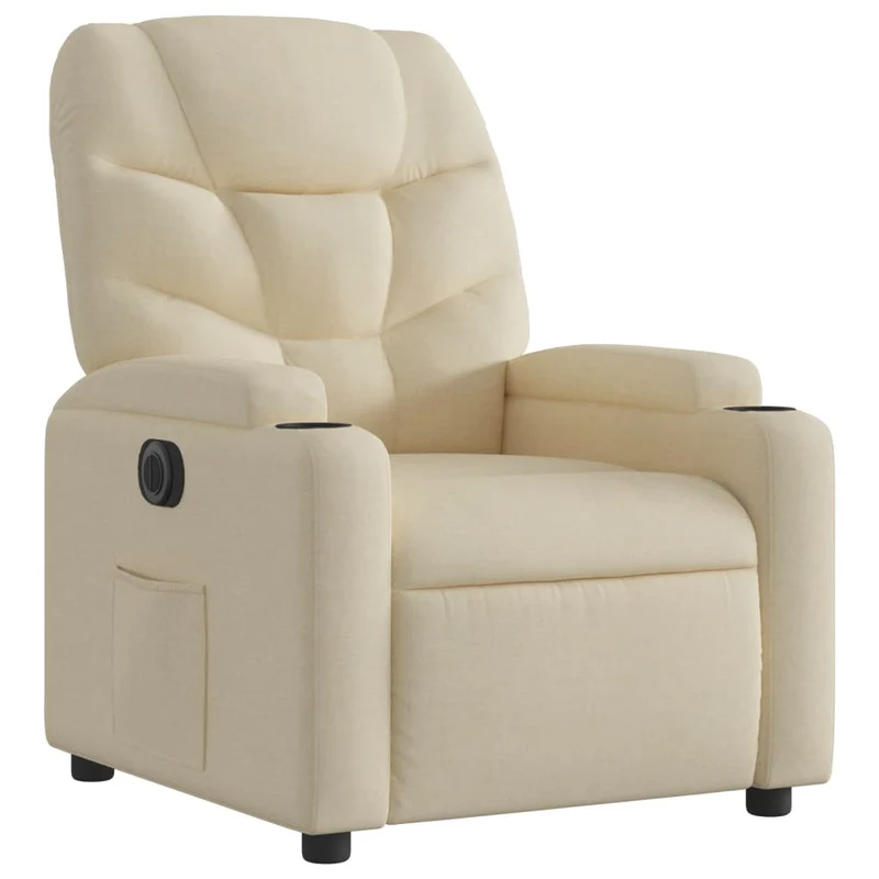 Fauteuil relax TV fonction d'inclinaison électrique très confortable en tissu crème DEC028274