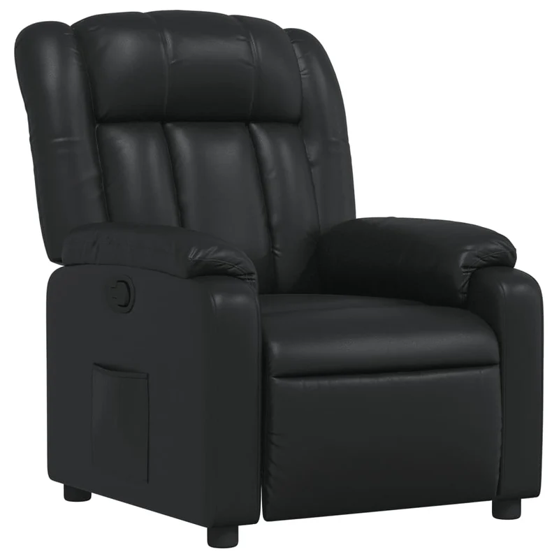 Fauteuil relax TV rembourrage confortable fonction d'inclinaison manuelle en PVC noir DEC028078
