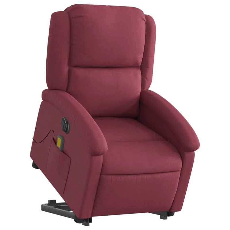 Fauteuil de relaxation fonction massage et inclinable en tissu rouge bordeaux DEC027844