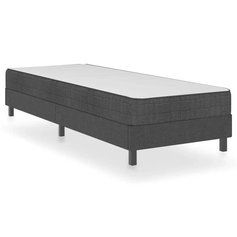 Sommier à lattes sur pieds cadre de lit matelas 100x200 cm tissu gris foncé TDL0208070