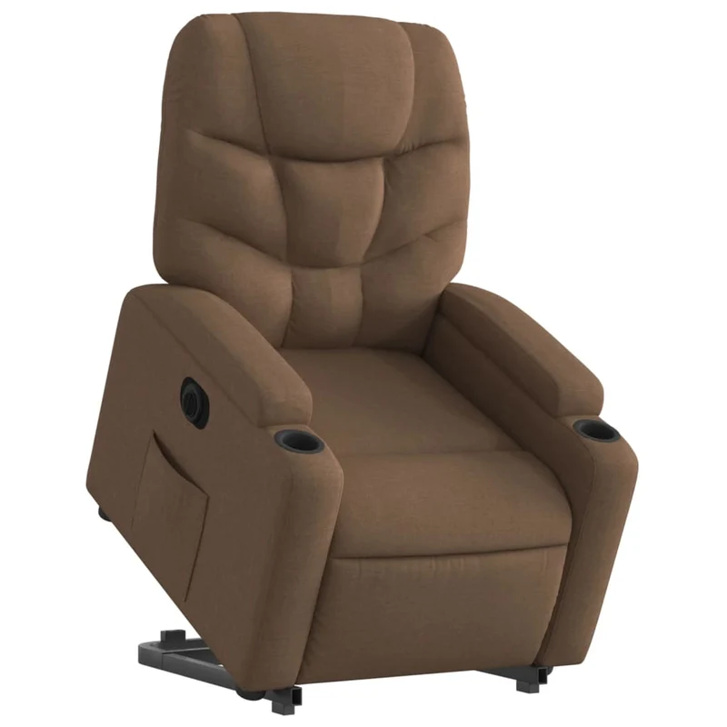 Fauteuil relax TV fonction de levage électrique très confortable en tissu marron DEC028438