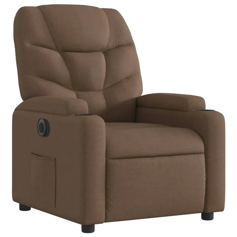 Fauteuil relax TV fonction d'inclinaison électrique très confortable en tissu marron DEC028434