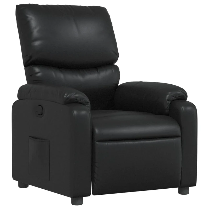 Fauteuil relax TV rembourrage confortable fonction d'inclinaison manuelle en PVC noir DEC028081