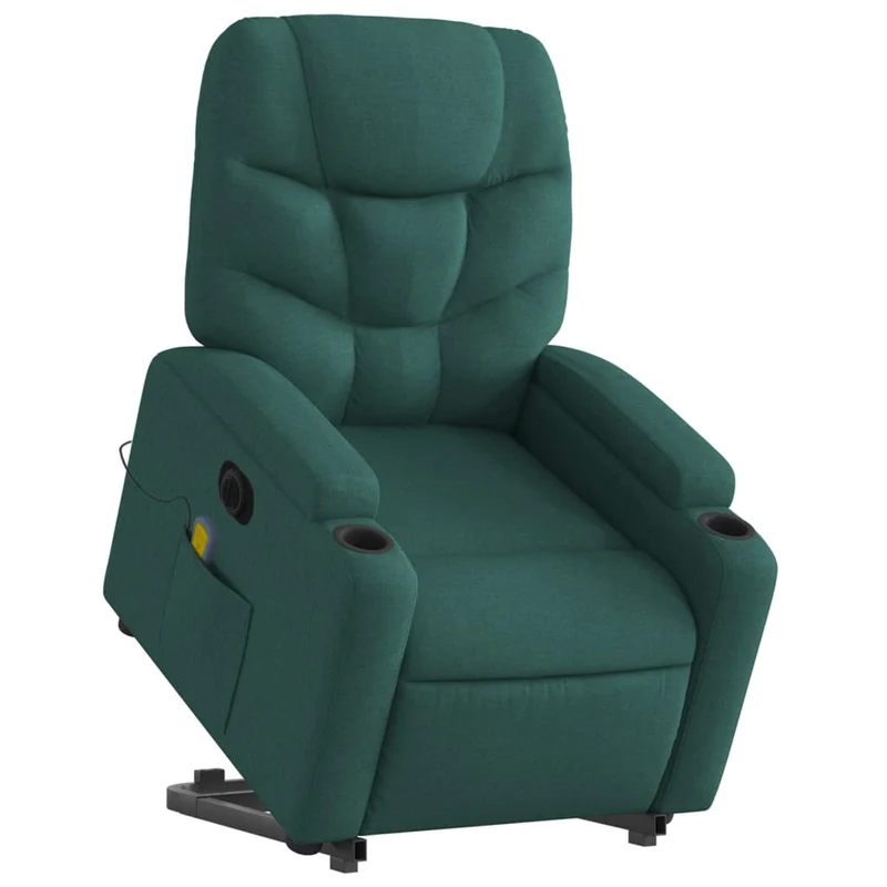 Fauteuil de relaxation fonction massage et inclinable en tissu vert foncé DEC027875