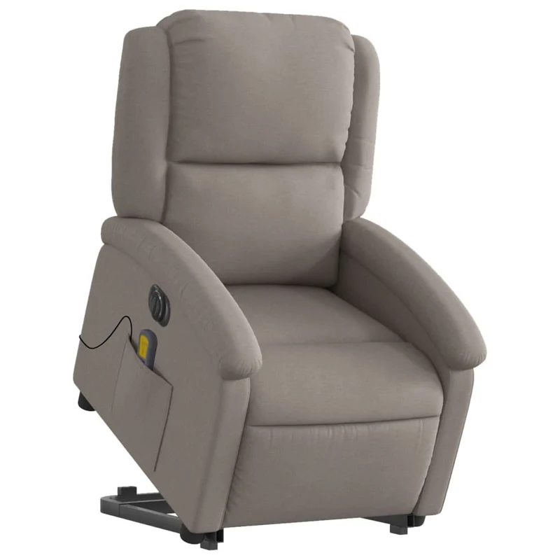 Fauteuil de relaxation fonction massage et inclinable en tissu taupe DEC027864