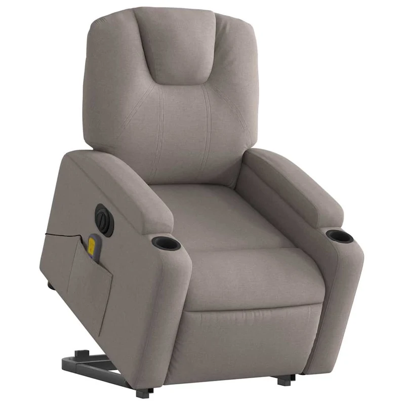 Fauteuil de relaxation fonction massage et inclinable en tissu taupe DEC027860