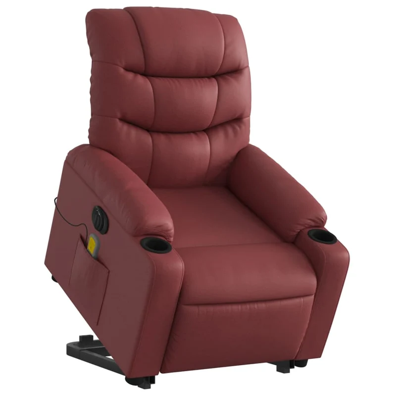 Fauteuil de relaxation fonction massage et inclinable fonction de levage électrique en PVC rouge bordeaux DEC027840
