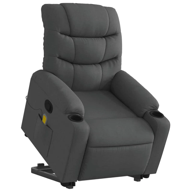 Fauteuil de relaxation TV fonction massage inclinable fonction de levage électrique en tissu gris foncé DEC026945