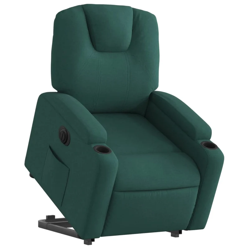 Fauteuil relax TV fonction de levage électrique très confortable en tissu vert foncé DEC028608
