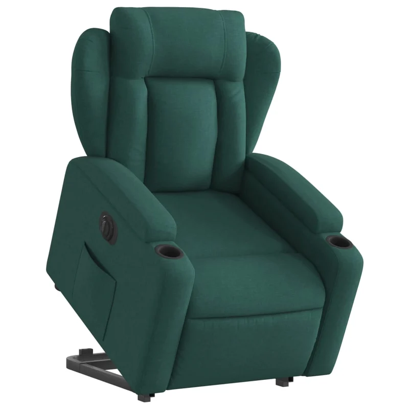 Fauteuil relax TV fonction de levage électrique très confortable en tissu vert foncé DEC028606