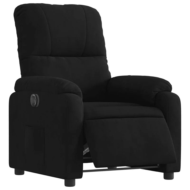 Fauteuil relax TV fonction d'inclinaison électrique très confortable en tissu microfibre noir DEC028511
