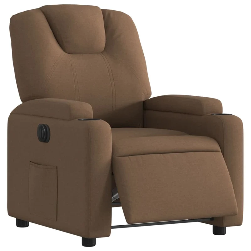 Fauteuil relax TV fonction d'inclinaison électrique très confortable en tissu marron DEC028443