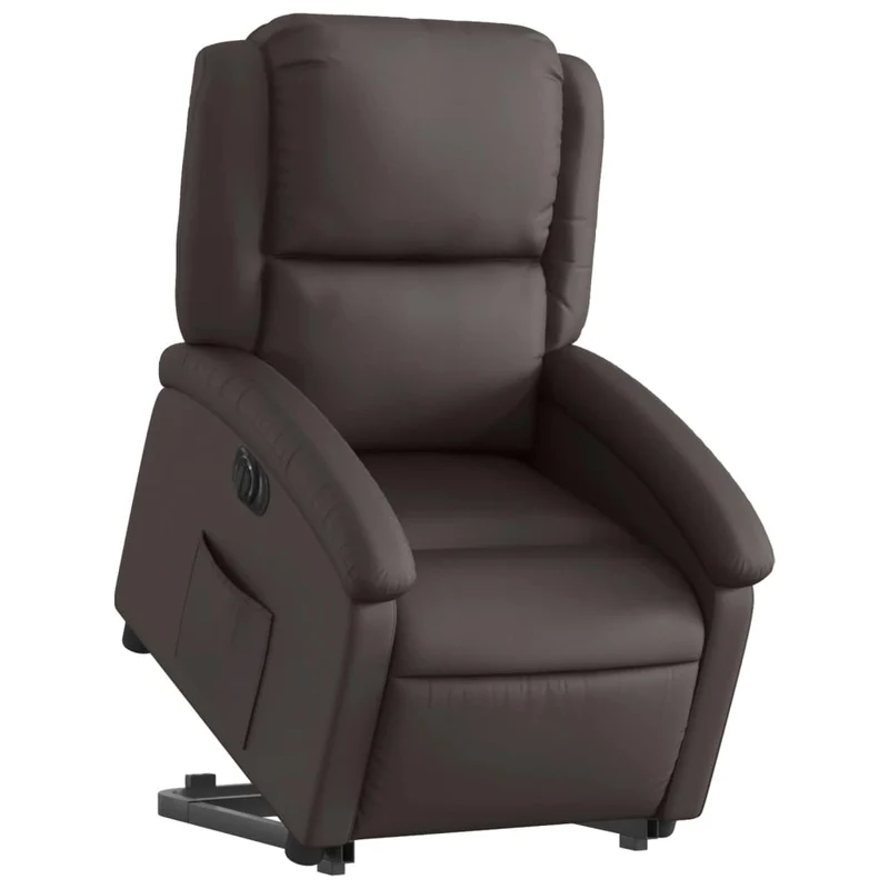 Fauteuil relax TV fonction de levage électrique très confortable en cuir véritable marron DEC028396