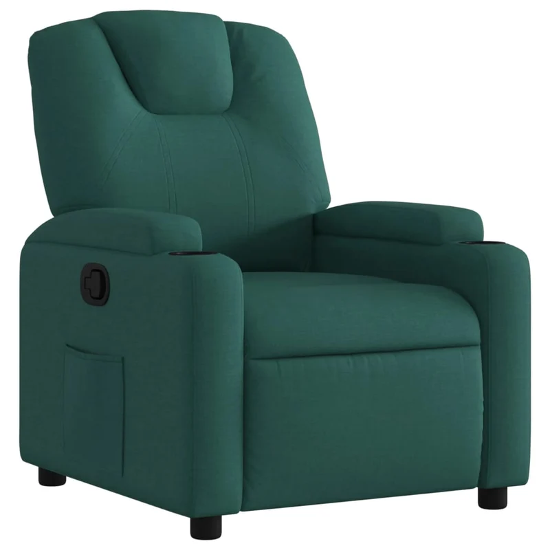 Fauteuil relax TV rembourrage confortable fonction d'inclinaison manuelle en tissu vert foncé DEC028218
