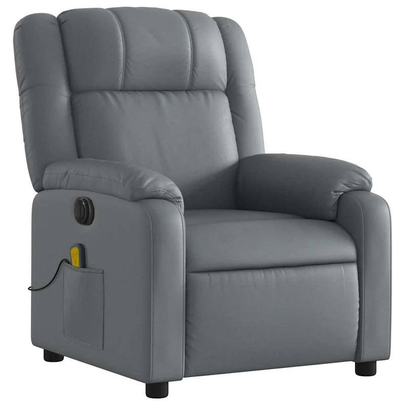 Fauteuil de relaxation TV fonction massage inclinable électrique 6 points de massage en PVC gris DEC027177