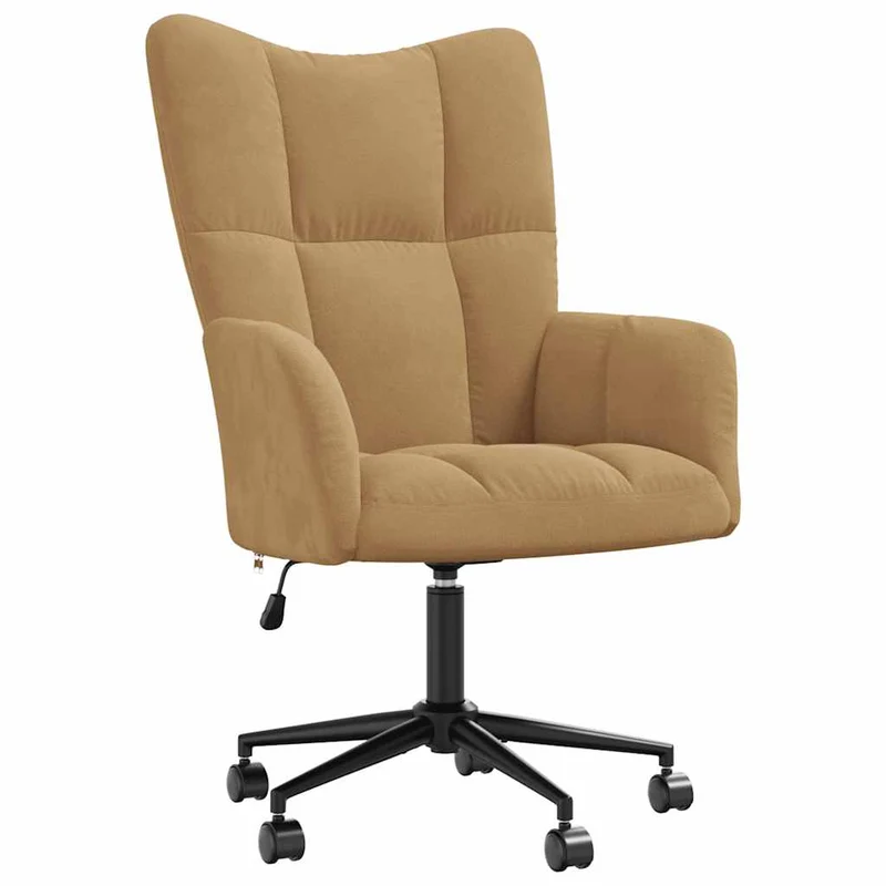 Fauteuil lounge chaise de canapé sur roulettes design moderne en velours marron DEC026725